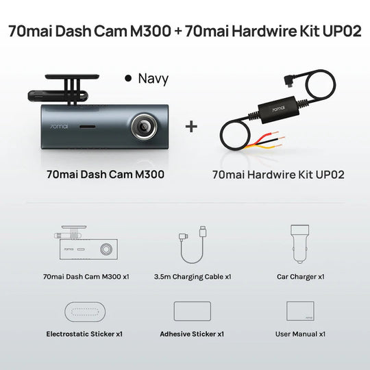 70mai Dash Cam M300 Car DVR 140° FOV 1296P Night Vision Dash Camera Recorder 24H Parking Monitor WIFI & App Control - Zarre