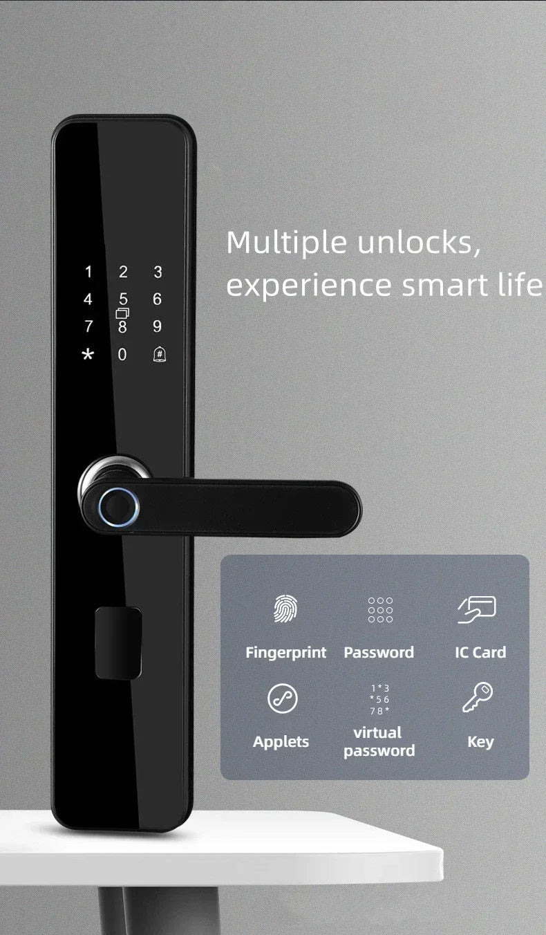 NEW Smart Electronic Auto Door Lock With Biometric Fingerprint / IC Card / Password / Key Unlock/ USB Emergency Charge - Zarre