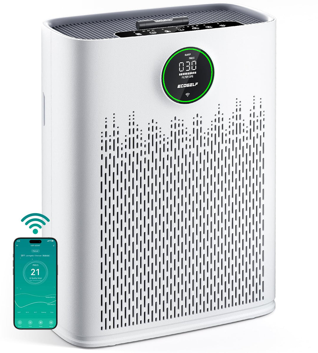 Smart Air Purifier for Large Rooms – WiFi Control, Sleep Mode, Aromatherapy, AQI Display, & 2X Filtration (Covers Up to 1295 Ft²) - Zarre