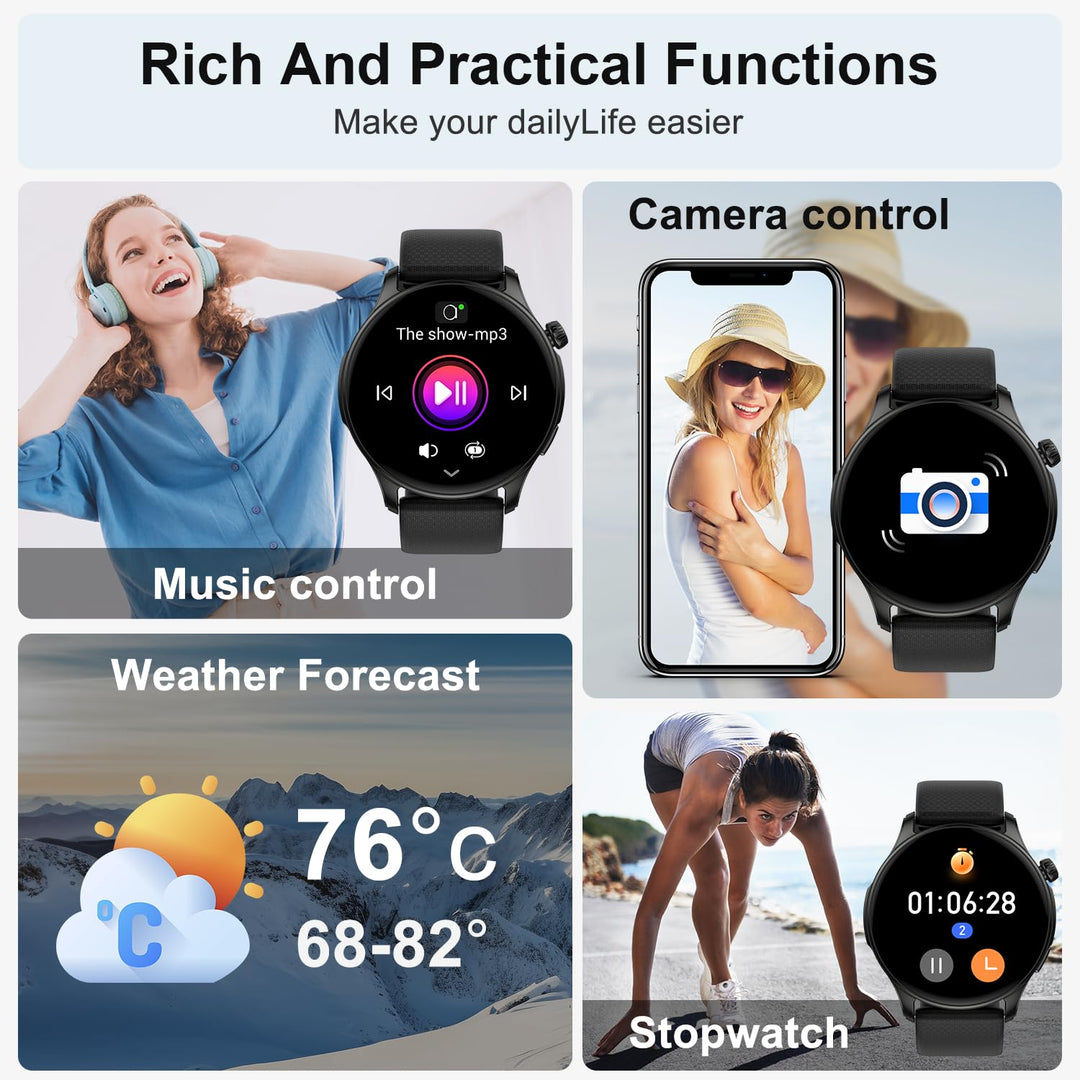 Smart Watch for Men & Women: Waterproof Fitness Tracker, Call & Heart Rate Monitor, Compatible with Android & iPhone - Zarre