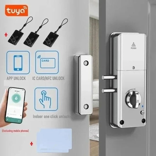 Tuya/TTlock Smart Invisible Door Lock Keyless Wood Door Lock APP IC Card Remote Unlock Electronic Lock Indoor Burglar Door Locks - Zarre