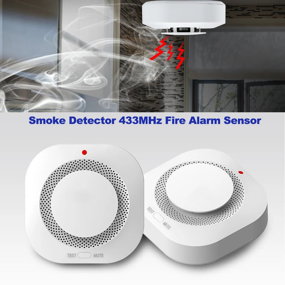 Wireless Smoke Detector 433MHz Fire Alarm Sensor Protection Home Security System Firefighter Fire Equipment Work with Alarm Host - Zarre