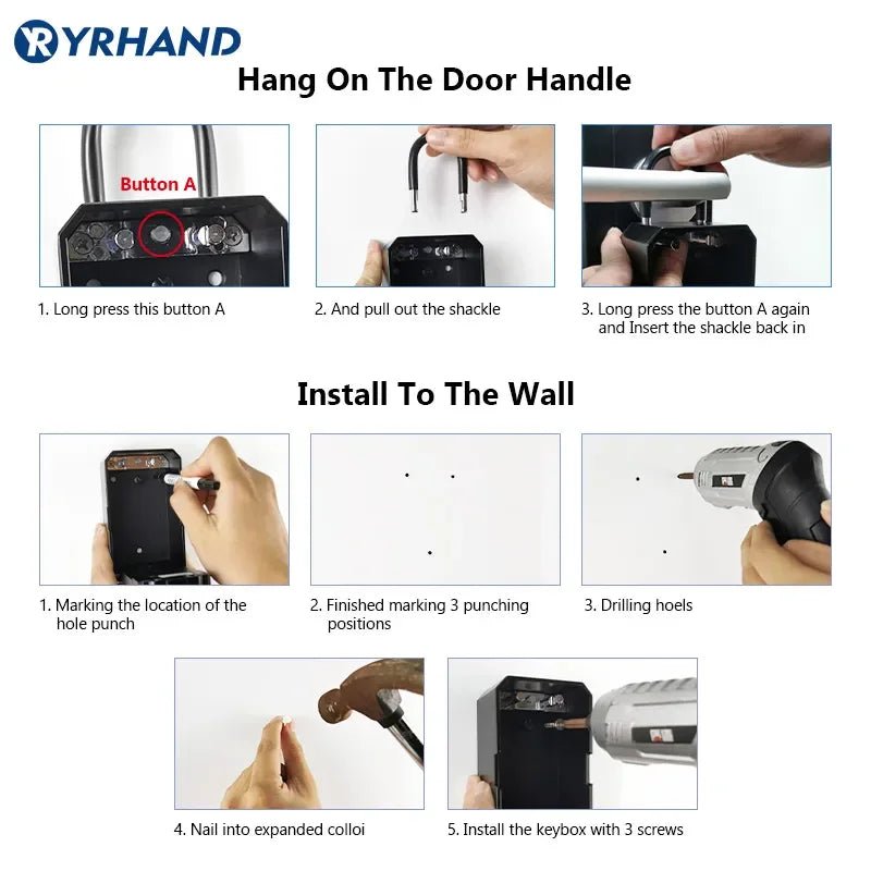 YRHAND TTlock Wifi Security Boxes Password Smart Fingerprint Digital Cerradura Inteligente Tuya Electronic Portable Lock Boxes - Zarre